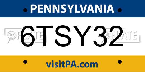 6TSY32 Pennsylvania License Plate