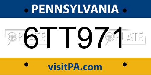 6TT971 Pennsylvania License Plate