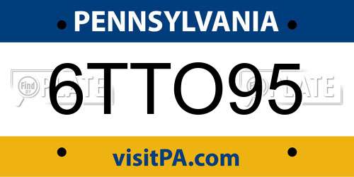 6TTO95 Pennsylvania License Plate