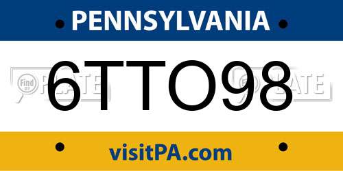 6TTO98 Pennsylvania License Plate