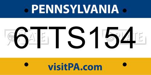 6TTS154 Pennsylvania License Plate