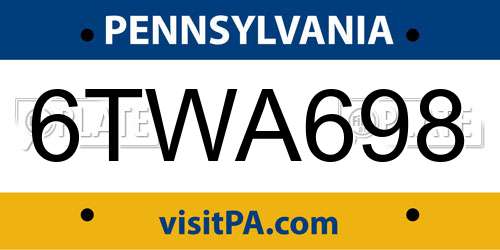 6TWA698 Pennsylvania License Plate