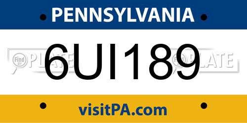 6UI189 Pennsylvania License Plate