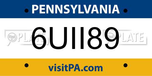 6UII89 Pennsylvania License Plate