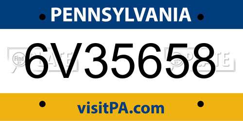 6V35658 Pennsylvania License Plate