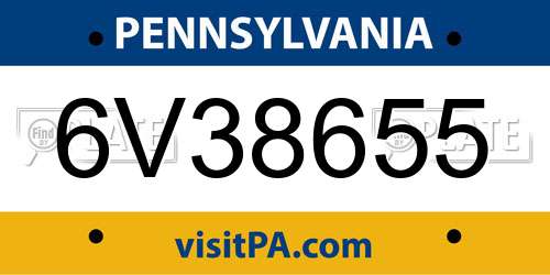 6V38655 Pennsylvania License Plate