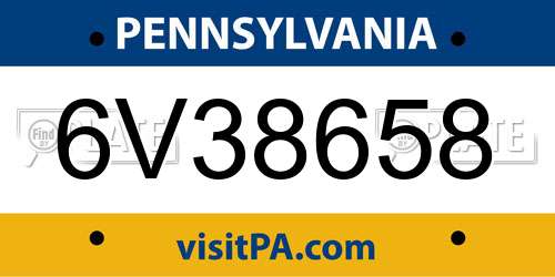 6V38658 Pennsylvania License Plate