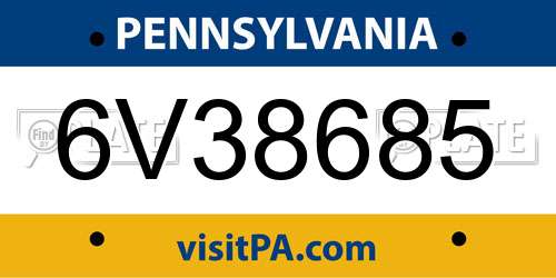 6V38685 Pennsylvania License Plate