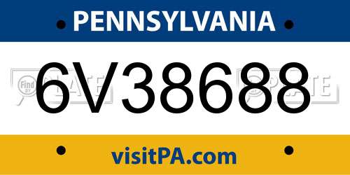 6V38688 Pennsylvania License Plate