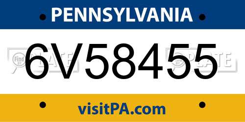 6V58455 Pennsylvania License Plate