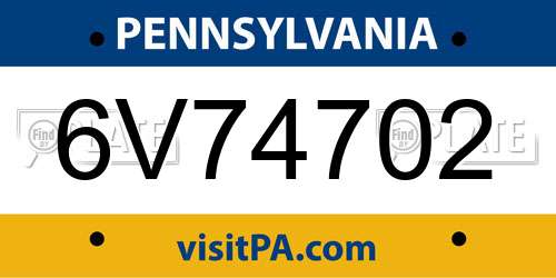 6V74702 Pennsylvania License Plate