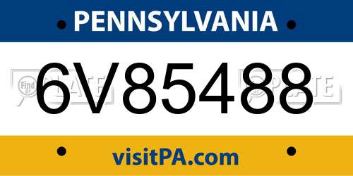 6V85488 Pennsylvania License Plate