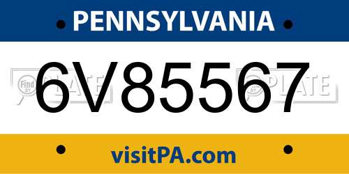 6V85567 Pennsylvania License Plate