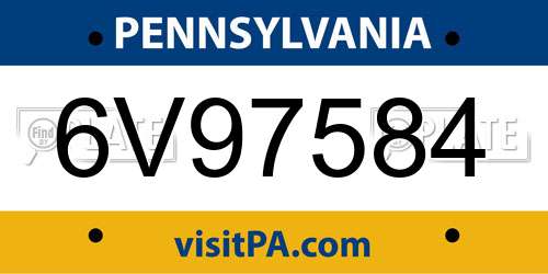 6V97584 Pennsylvania License Plate