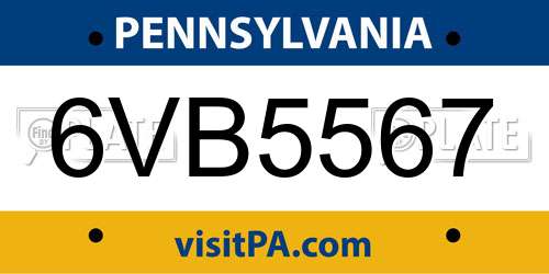 6VB5567 Pennsylvania License Plate