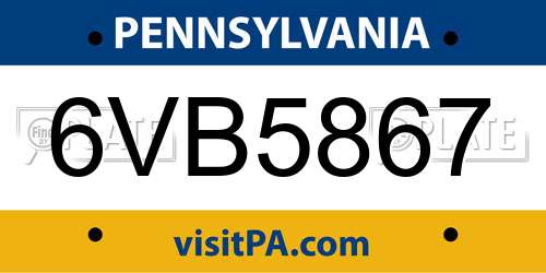 6VB5867 Pennsylvania License Plate
