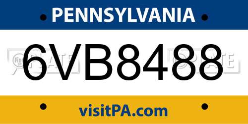 6VB8488 Pennsylvania License Plate