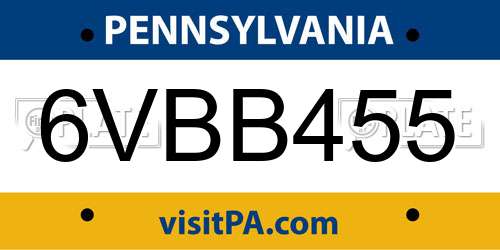 6VBB455 Pennsylvania License Plate
