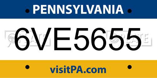 6VE5655 Pennsylvania License Plate