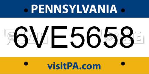 6VE5658 Pennsylvania License Plate