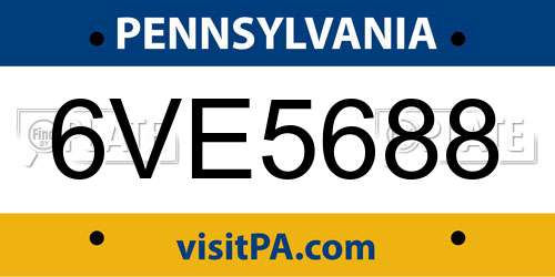 6VE5688 Pennsylvania License Plate