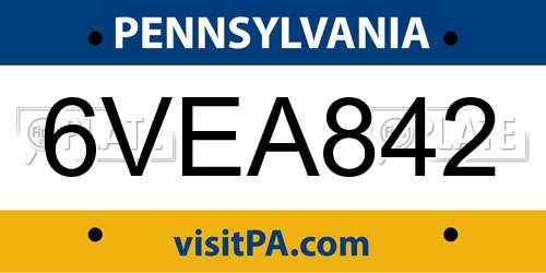 6VEA842 Pennsylvania License Plate