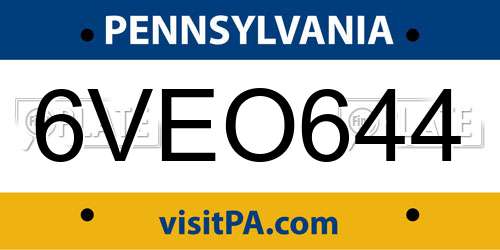 6VEO644 Pennsylvania License Plate
