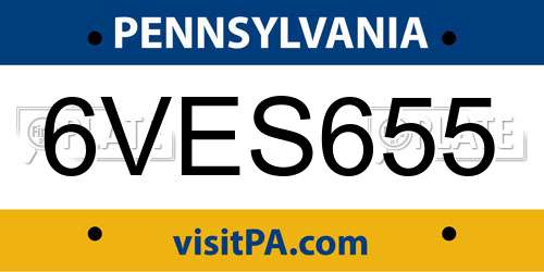 6VES655 Pennsylvania License Plate