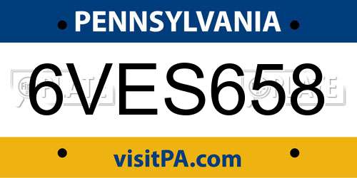6VES658 Pennsylvania License Plate