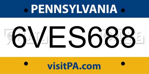 6VES688 Pennsylvania License Plate