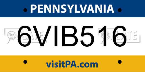 6VIB516 Pennsylvania License Plate