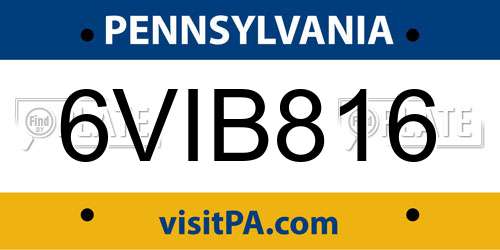 6VIB816 Pennsylvania License Plate