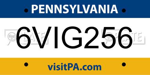 6VIG256 Pennsylvania License Plate