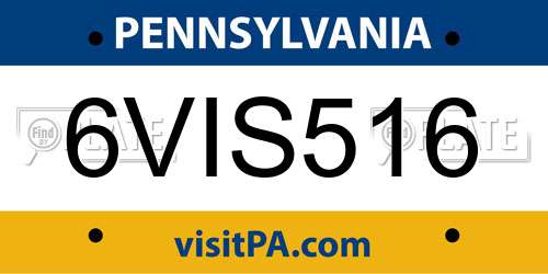 6VIS516 Pennsylvania License Plate