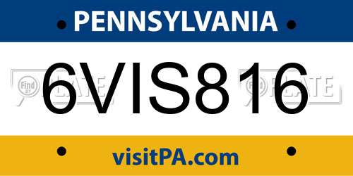 6VIS816 Pennsylvania License Plate