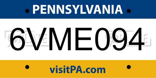 6VME094 Pennsylvania License Plate