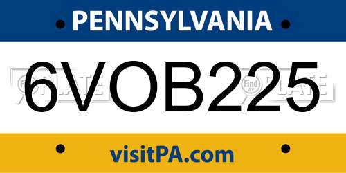 6VOB225 Pennsylvania License Plate