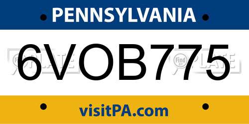 6VOB775 Pennsylvania License Plate