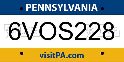 6VOS228 Pennsylvania License Plate