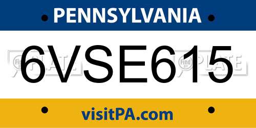 6VSE615 Pennsylvania License Plate