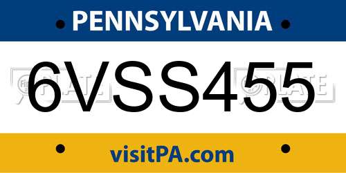 6VSS455 Pennsylvania License Plate