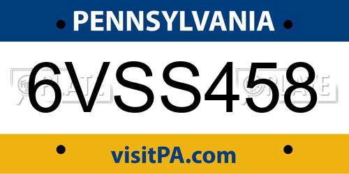 6VSS458 Pennsylvania License Plate