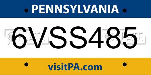 6VSS485 Pennsylvania License Plate