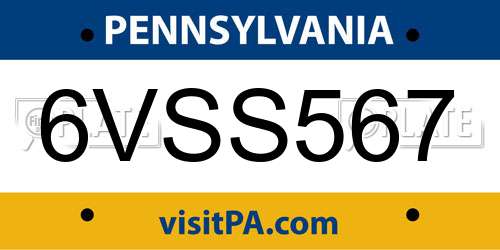6VSS567 Pennsylvania License Plate