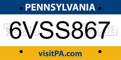 6VSS867 Pennsylvania License Plate