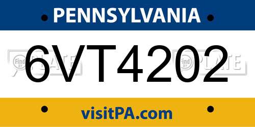 6VT4202 Pennsylvania License Plate