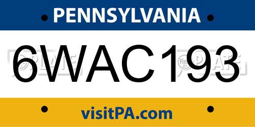 6WAC193 Pennsylvania License Plate