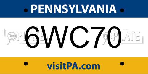 6WC70 Pennsylvania License Plate