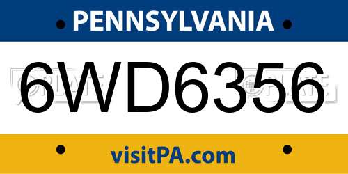 6WD6356 Pennsylvania License Plate