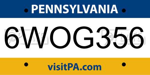 6WOG356 Pennsylvania License Plate